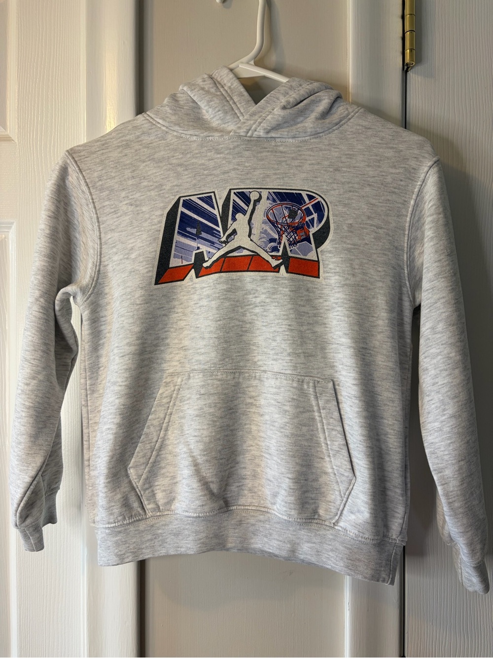 RARE Nike Air Jordan Boys Jumpman Retro Graphic Pullover Hoodie Heather Grey
